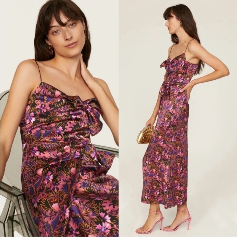SALONI Purple Pink Maxi Sundress Sleeveless Spaghetti Strap